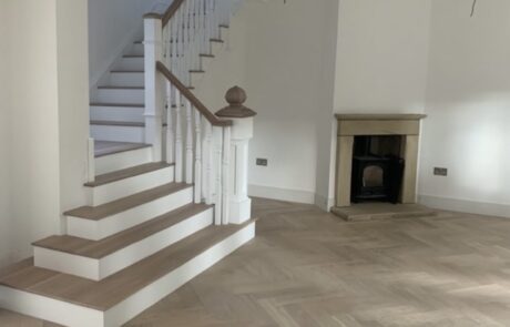 An example of a staircase with wooden spindles